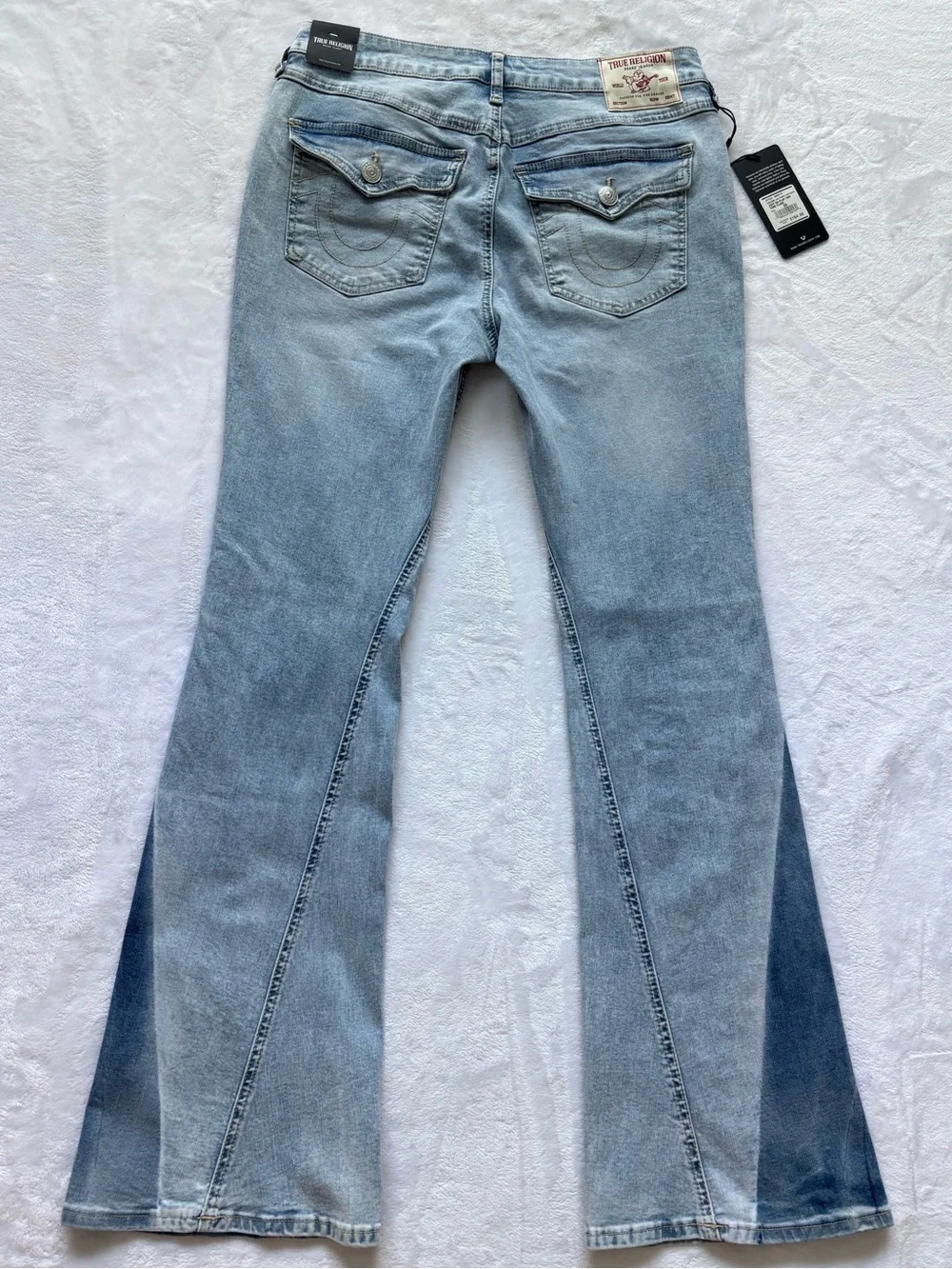 TRUE RELIGION Joey Mid Rise Flap Pocket Two-Tone Flare Jean--NWT--30